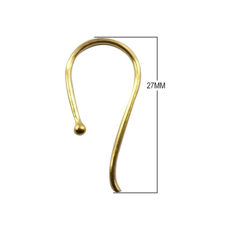 18K Gold Overlay Simple Hook Earwire With Ball Tip Handcrafted In India