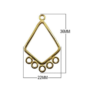18K Gold Overlay Diamond Shape Connector Link Handcrafted In India