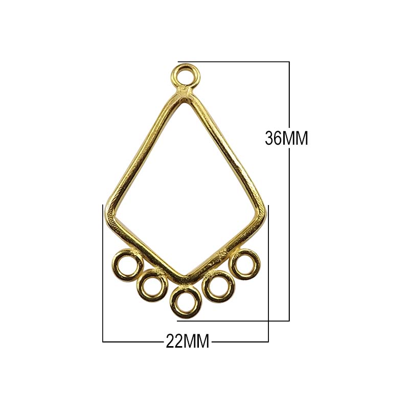 18K Gold Overlay Diamond Shape Connector Link Handcrafted In India
