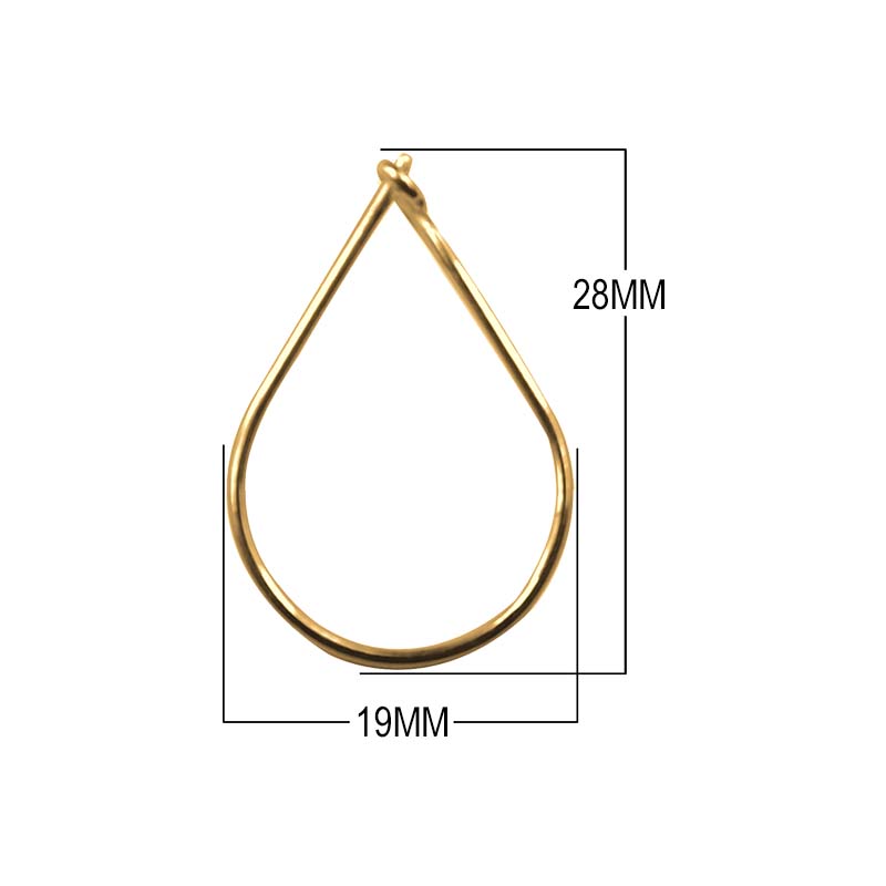 18K Gold Overlay Teardrop Hoop Earwire Handcrafted In India