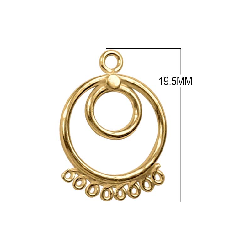 18K Gold Overlay Circular Multi-Loop Earwire Connector With Polished High-Gloss Finish