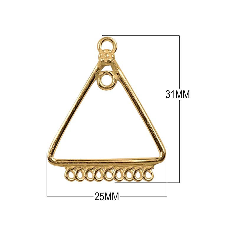 18K Gold Overlay Triangle Multi-Loop Earwire Connector With High-Gloss Polished Finish