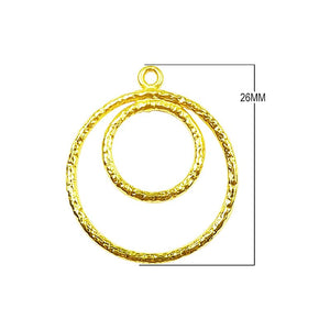 18K Gold Overlay Double Circle Earwire Component Handcrafted In India With Mirror Polished Finish