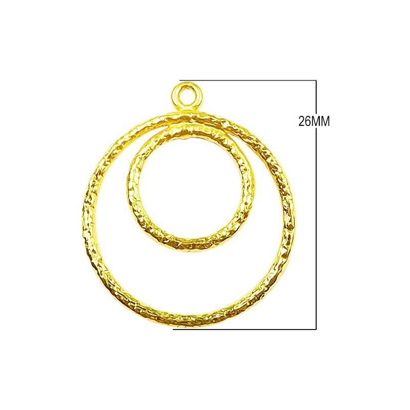 18K Gold Overlay Double Circle Earwire Component Handcrafted In India With Mirror Polished Finish
