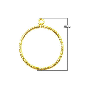 18K Gold Overlay Textured Round Hoop Earwire Component Handcrafted In India With High Gloss Finish