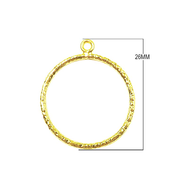 18K Gold Overlay Textured Round Hoop Earwire Component Handcrafted In India With High Gloss Finish
