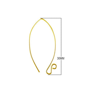 18K Gold Overlay Long Marquise Earwire Component Handcrafted In India With Polished Golden Finish