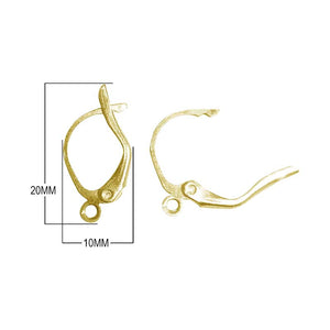 18K Gold Overlay Leverback Earwire Component Handcrafted In India With Smooth Polished Finish