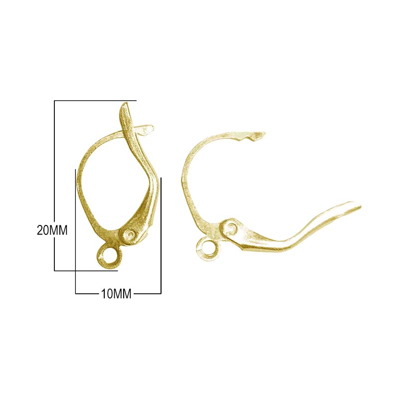 18K Gold Overlay Leverback Earwire Component Handcrafted In India With Smooth Polished Finish