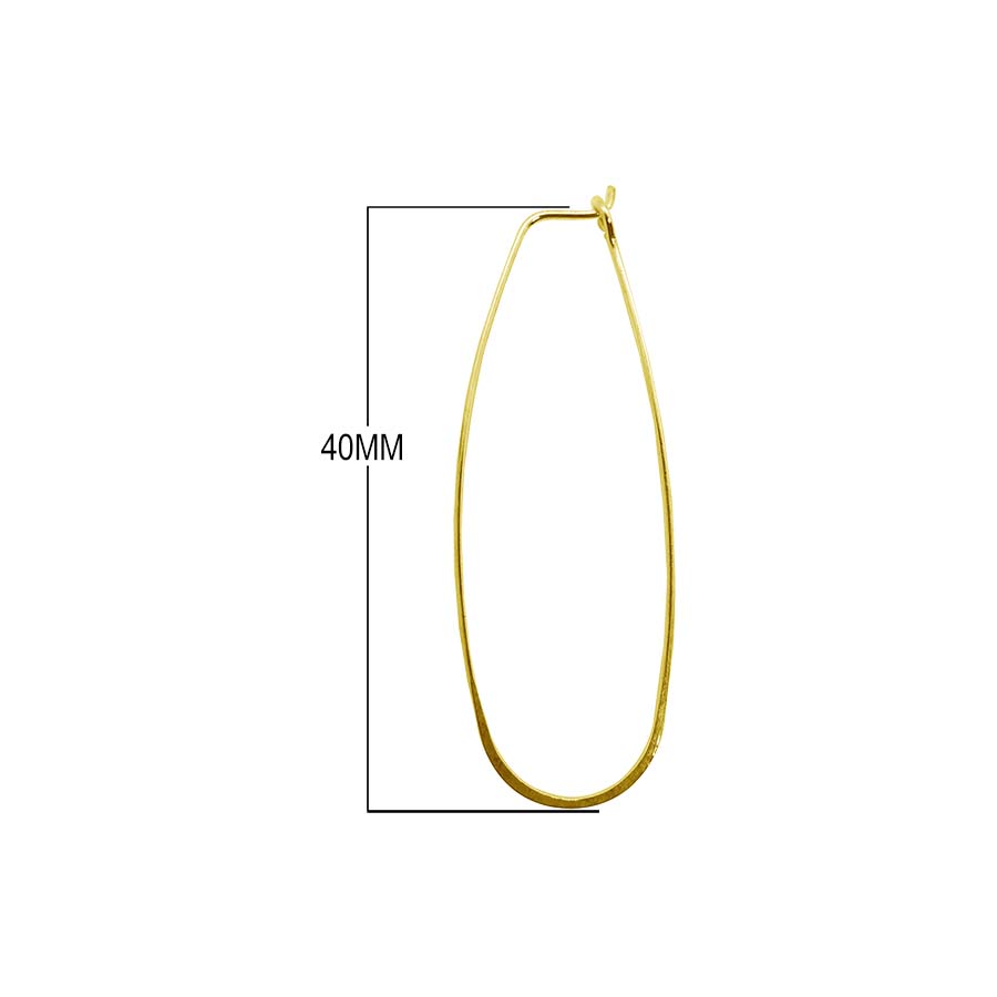 18K Gold Overlay Long Teardrop Hoop Earwire Component Handcrafted In India With Polished Golden Finish