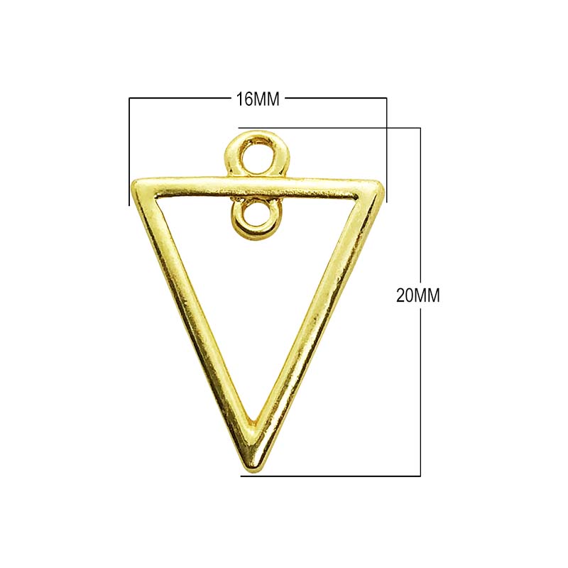 18K Gold Overlay Triangle Frame Connector Component Handcrafted In India With Polished Golden Finish