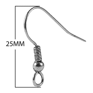 Black Rhodium Overlay Coil Ball Drop Earwire Jewelry Finding Handcrafted In India