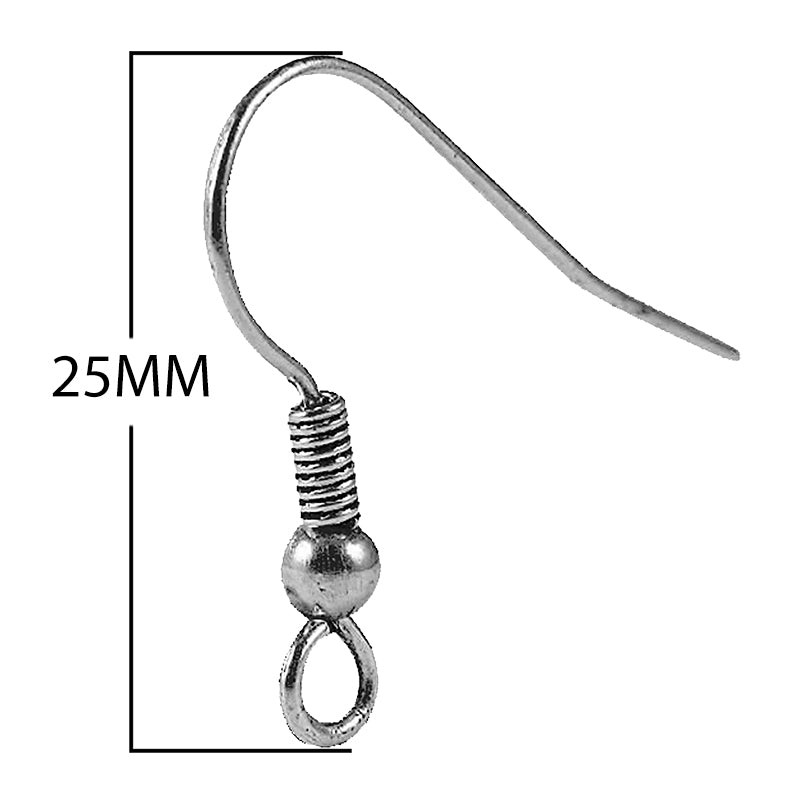 Black Rhodium Overlay Coil Ball Drop Earwire Jewelry Finding Handcrafted In India