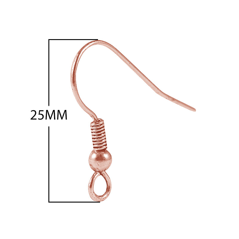 Rose Gold Overlay Coil Ball Hook Earwire Handcrafted In India For Professional Jewelry Production