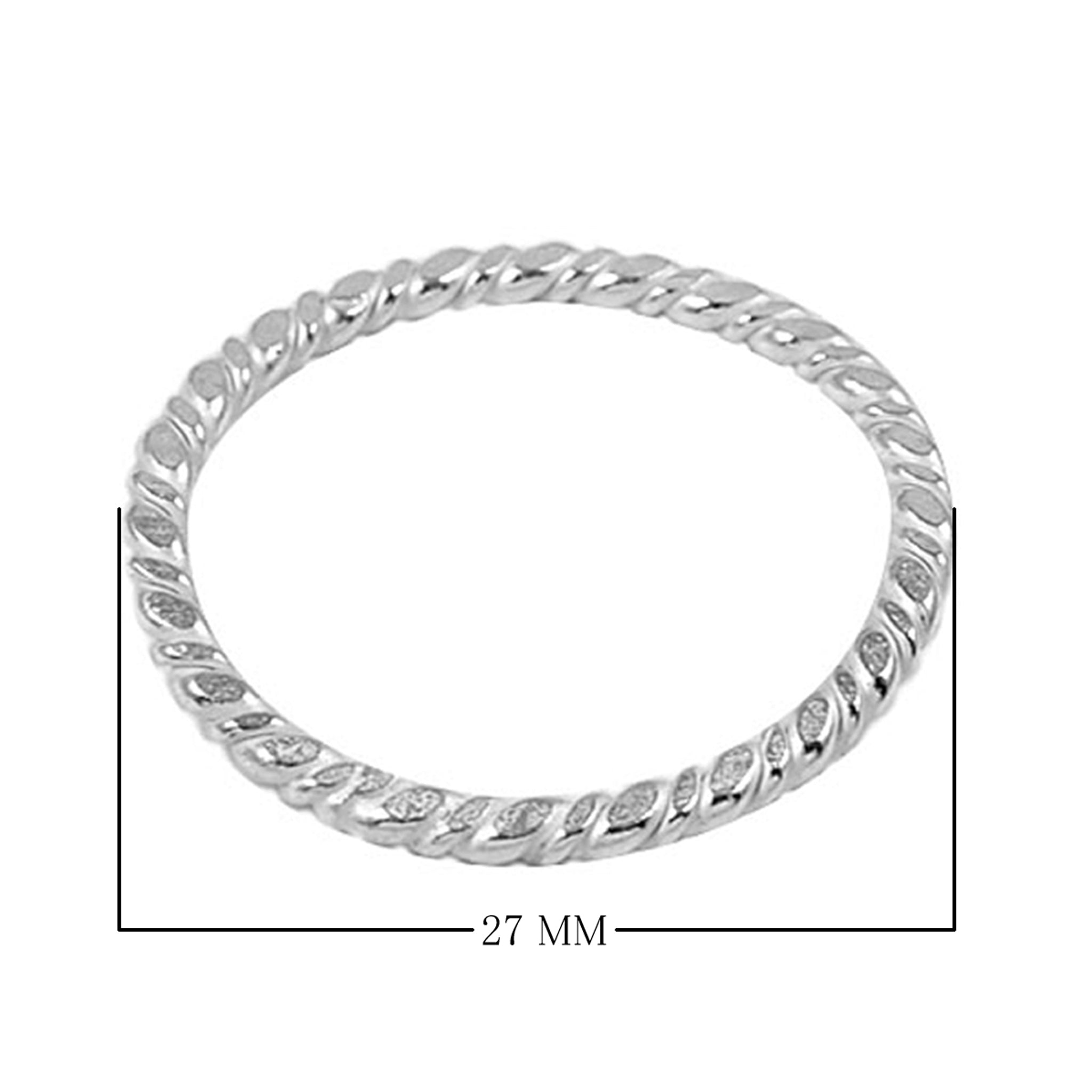 Twisted silver overlay over copper ring blank with rope design and polished finish handcrafted in India for wholesale jewelry making