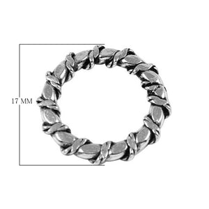 Linked twist silver overlay over copper ring blank with textured finish handcrafted in India for wholesale jewelry making