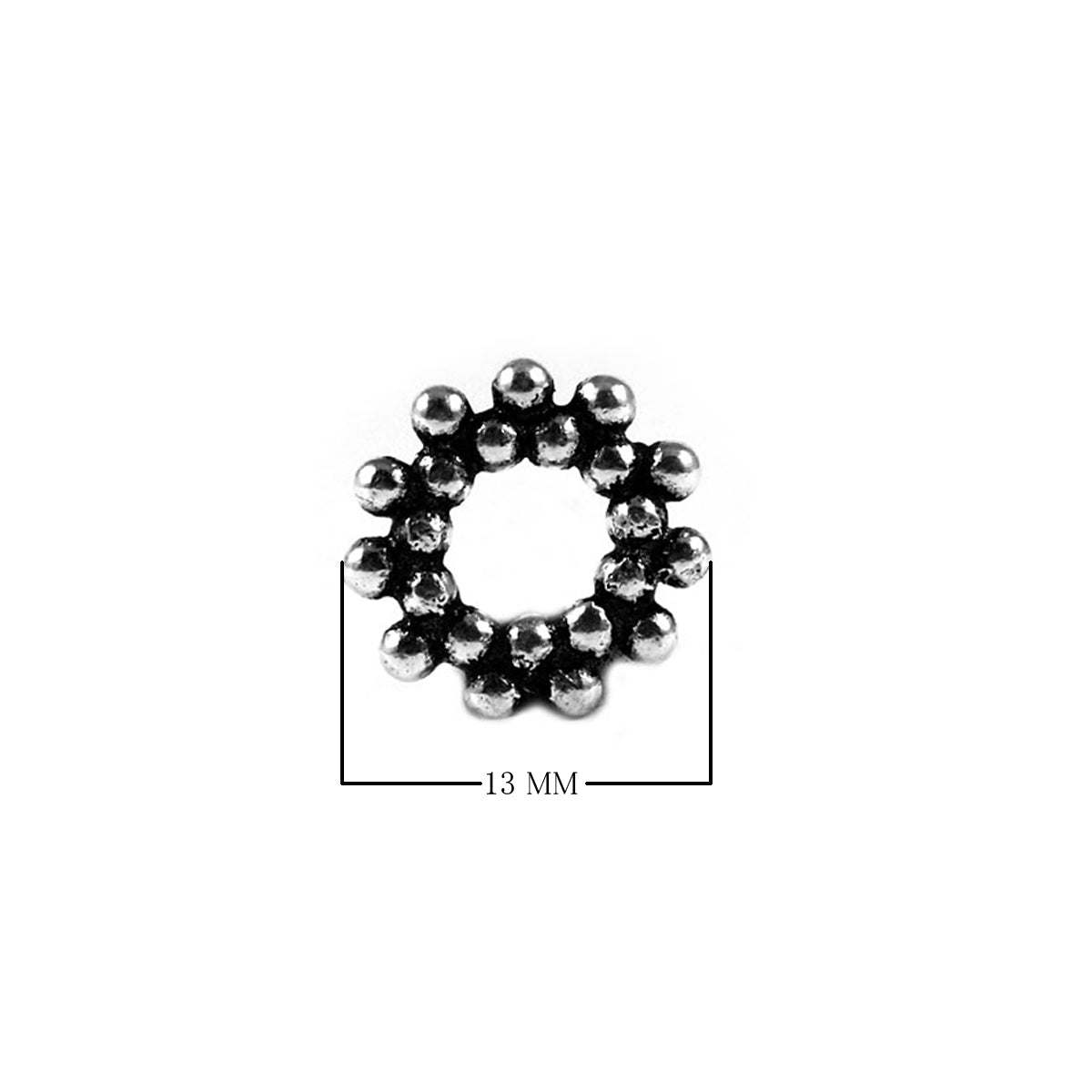 Beaded circle silver overlay over copper ring blank with raised granule design handcrafted in India for wholesale jewelry making