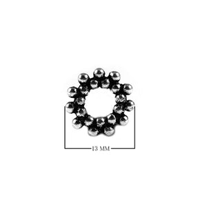Beaded circle silver overlay over copper ring blank with raised granule design handcrafted in India for wholesale jewelry making