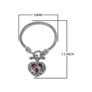 Wholesale Sterling Silver Woven Bracelet With Garnet Quartz Heart Medallion