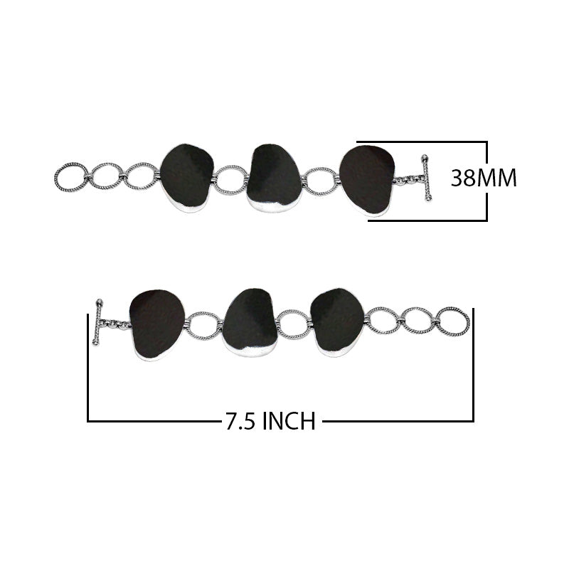 Wholesale Sterling Silver Bracelet With Organic Black Shell Link Design