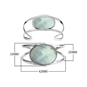 Wholesale Sterling Silver Cuff Bracelet With Oval Mother Of Pearl Centerpiece