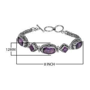 Wholesale Sterling Silver Bracelet With Amethyst Quartz Multi-Shape Stones