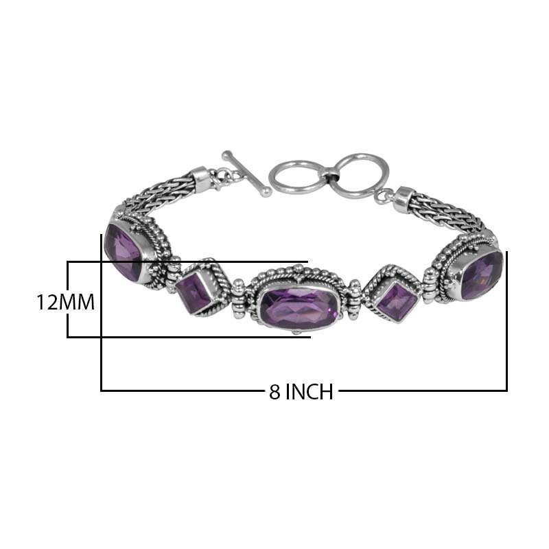 Wholesale Sterling Silver Bracelet With Amethyst Quartz Multi-Shape Stones