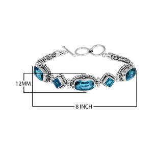 Wholesale Sterling Silver Bracelet With Blue Topaz Quartz Multi-Shape Stones