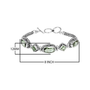 Wholesale Sterling Silver Bracelet With Green Amethyst Quartz Multi-Shape Stones