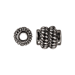 Black rhodium overlay twisted rope copper spacer bead handcrafted in India for wholesale jewelry making