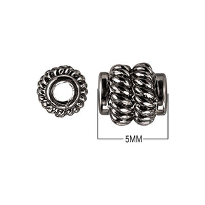 Black rhodium overlay twisted rope copper spacer bead handcrafted in India for wholesale jewelry making