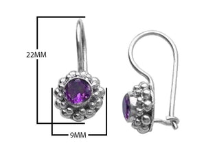Sterling silver earring with Amethyst Quartz and kidney wire, handcrafted wholesale jewelry from Bali