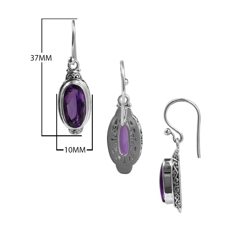 Sterling Silver Amethyst Quartz Oval Elegance Earrings For Wholesale Collection