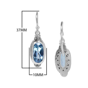 Sterling Silver Blue Topaz Quartz Oval Grace Earrings For Wholesale Collection