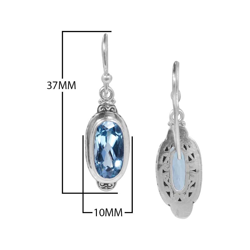Sterling Silver Blue Topaz Quartz Oval Grace Earrings For Wholesale Collection