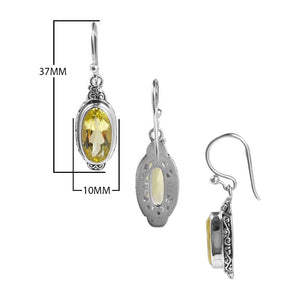 Sterling Silver Lemon Quartz Oval Radiant Earrings For Wholesale Collection