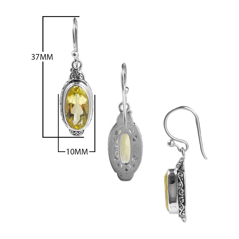 Sterling Silver Lemon Quartz Oval Radiant Earrings For Wholesale Collection