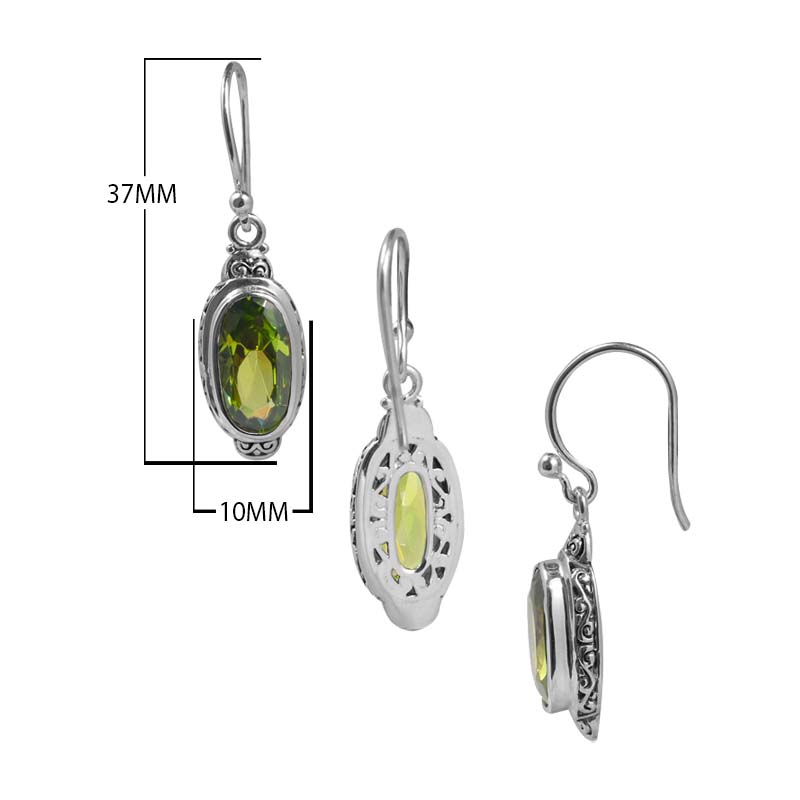 Sterling Silver Peridot Quartz Oval Shine Earrings For Wholesale Collection