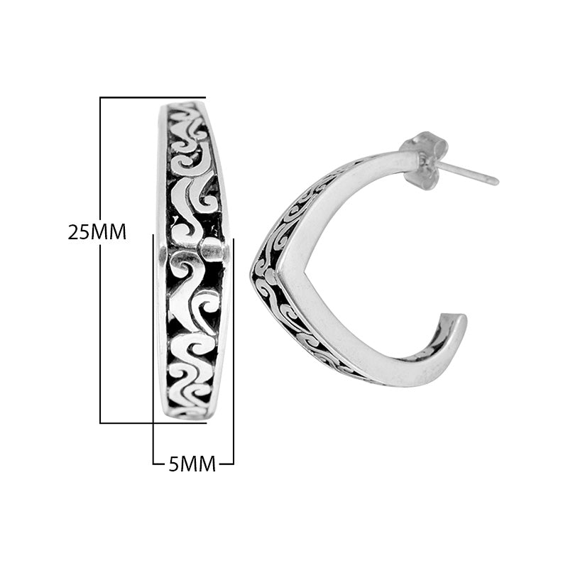 Sterling Silver Balinese Swirl Hoop Earrings For Wholesale Collection