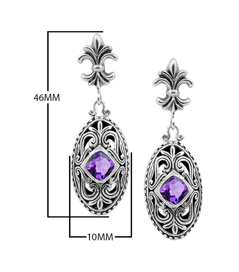 Sterling Silver Earring With Amethyst Quartz For Wholesale Collection