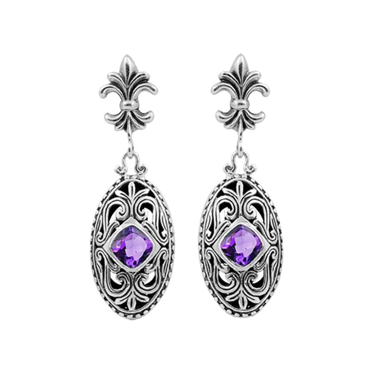 Sterling Silver Earring With Amethyst Quartz For Wholesale Collection