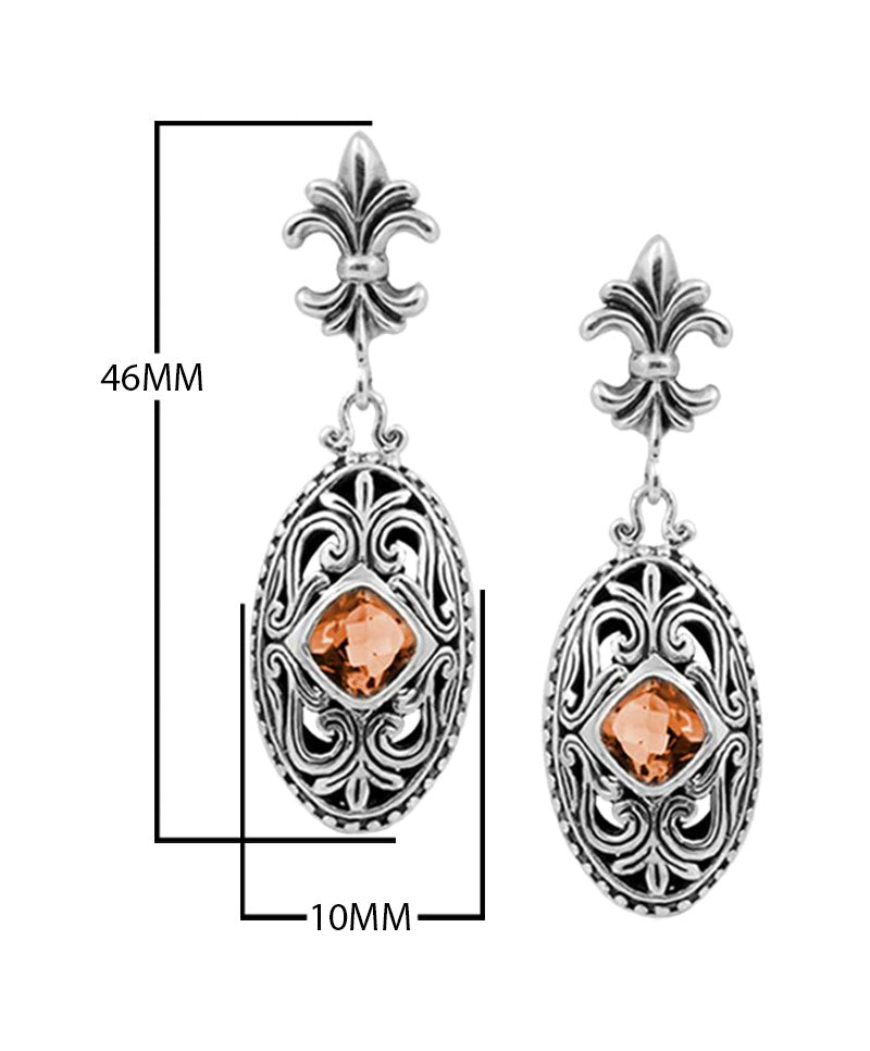 Sterling Silver Majestic Citrine Quartz Scroll Earrings For Wholesale Collection