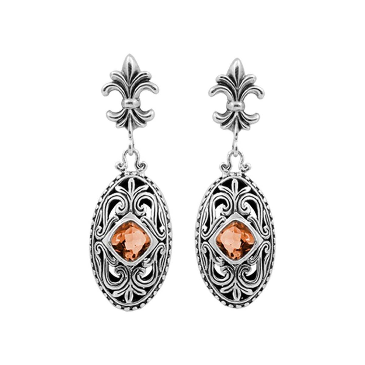 Sterling Silver Blue Topaz Quartz Scroll Earrings For Wholesale Collection