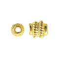 18K Gold Overlay Over Copper textured cylindrical jewelry component with twisted surface made in India