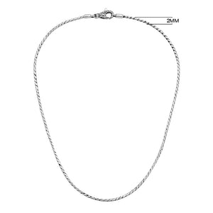 Sterling Silver Bali Hand Crafted Twisted Rope Link Chain Necklace Lobster Clasp