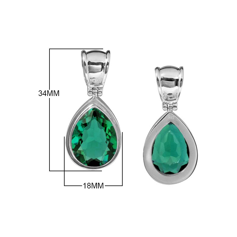 Sterling Silver Green Quartz Pear Pendant With Faceted Teardrop Stone In Smooth Modern Bezel Setting