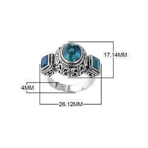 Sterling Silver handcrafted ring with Blue Topaz Quartz  wholesale from Bali, Indonesia