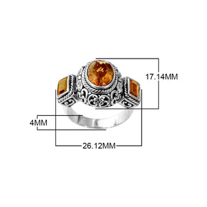 Sterling Silver handcrafted ring with Citrine Quartz gemstone wholesale from Bali, Indonesia