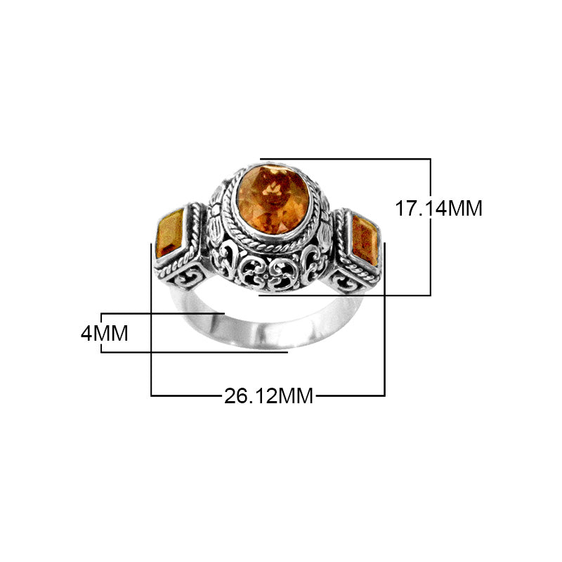 Sterling Silver handcrafted ring with Citrine Quartz gemstone wholesale from Bali, Indonesia