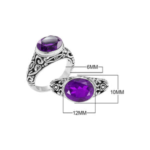 Sterling Silver handcrafted ring with Amethyst Quartz wholesale from Bali, Indonesia